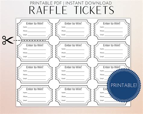 Printable Raffle Tickets Simple Raffle Tickets Enter to Win Tickets ...