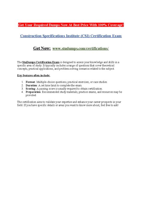 Construction Specifications Institute (CSI) Certification Exam - Get ...