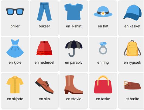 Clothes in Danish - Vocabulary Game - Ekvis.com