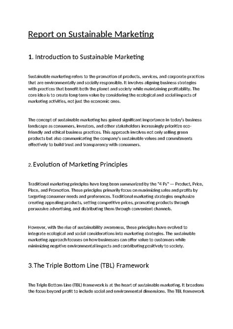 Report on Sustainable Marketing - Introduction to Sustainable Marketing ...