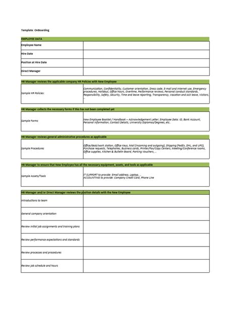 OnBoarding Checklist Excel Format Template | PDF