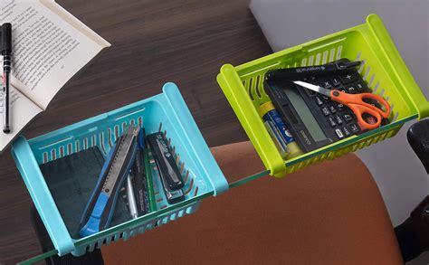 Peiroks 4 Pcs Expandable Adjustable Fridge Storage Basket Under Shelf ...