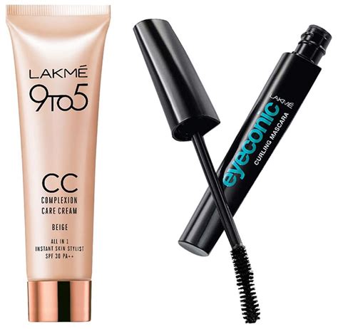 Buy Lakme Eyeconic Curling Mascara, Black 9 ml & Lakme 9 to 5 CC Cream ...