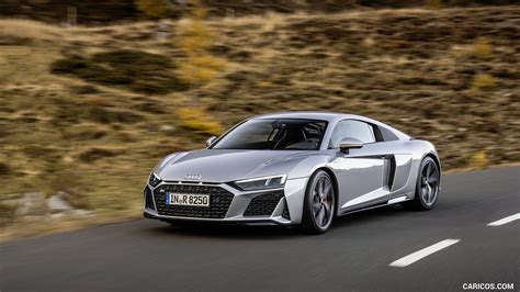 2020 Audi R8 V10 RWD Coupe (Color: Florett Silver) | Front Three-Quarter