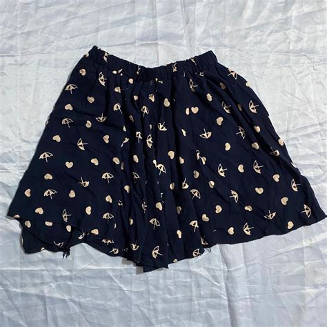 GARTERIZED HEART DESIGN DARK BLUE SKIRT, Women's Fashion, Bottoms ...