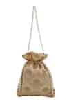 Buy Gold Embroidery, Beads, Sequins Hand Potli Bag by The Purple Sack ...
