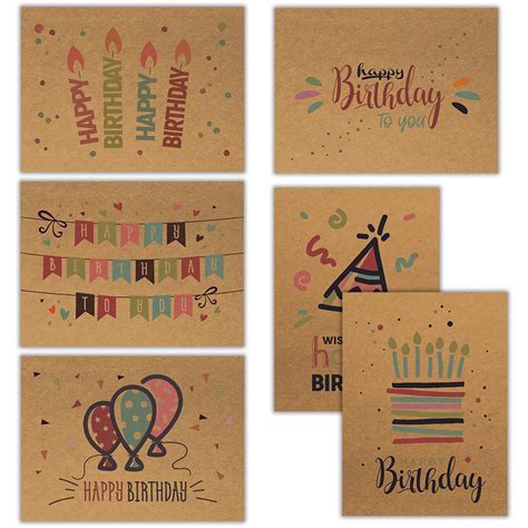 Kraft Birthday Cards Assortment in Color – 48pc Bulk Happy Birthday ...