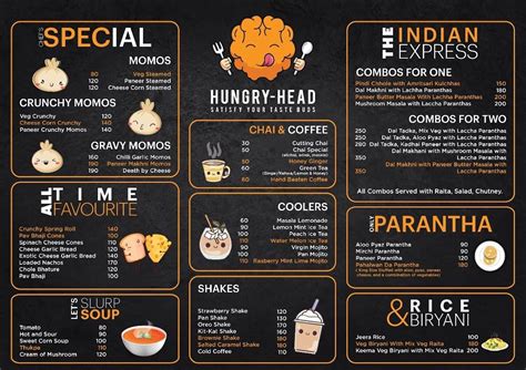 Menu at Hungry Head, Jaipur