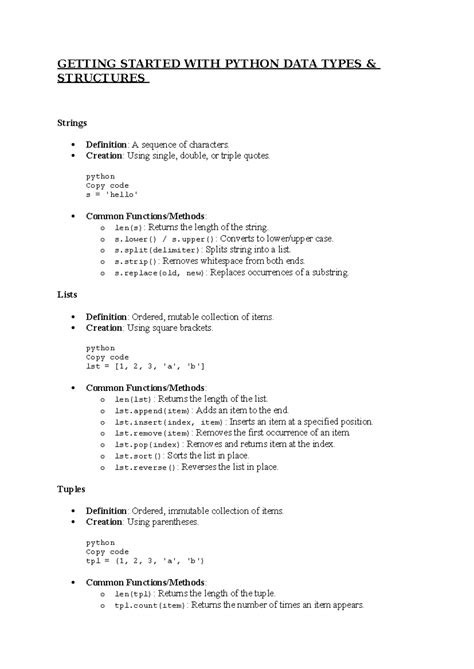 Getting Started WITH Python DATA Types - GETTING STARTED WITH PYTHON ...