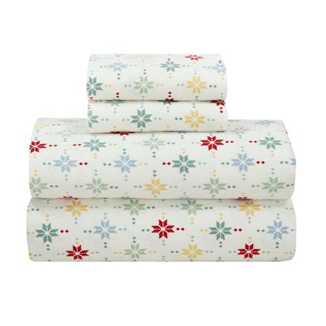 Mainstays 4-Piece Knitted Star Flannel Full Sheet Set Cozy Warm Soft ...