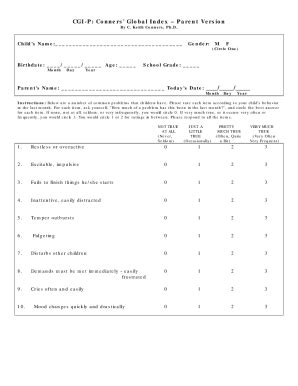 Connor Global Index Scale - Fill Online, Printable, Fillable, Blank ...
