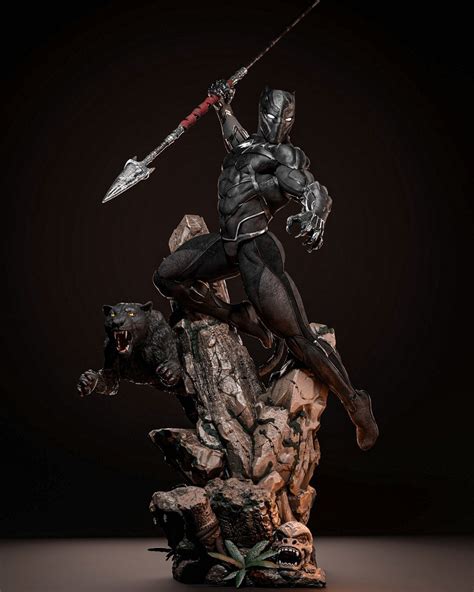Collectible Black Panther Statue Marvel Wakanda Forever Collectible ...
