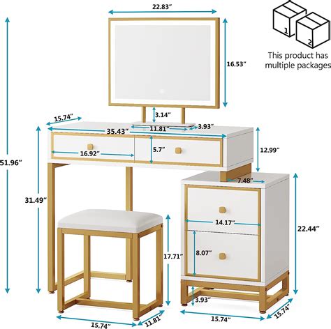 Buy Tribesigns Vanity Desk Set Makeup Vanity Table with 3-Color Touch ...