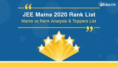JEE Mains 2020 Toppers Rank List - Check Marks vs Rank Analysis