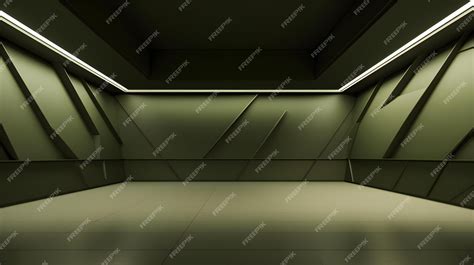 Premium AI Image | Empty geometrical Room in Olive Drab Colors with ...
