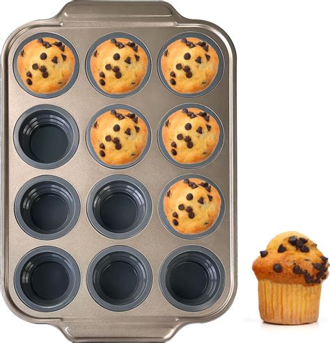 Amazon.com: Sentk Silicone Muffin Pan with Metal Frame, 12 Cups ...