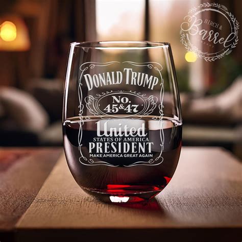 Trump 45 47 Wine Glass | Trump Stemless Wine Glass | Engraved Wine ...