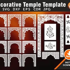 Buy Temple Template, Wall Hanging, Arch, Partitions, Screen, Stencil ...