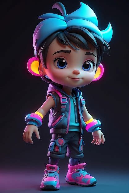 Character neon kid 3d | Premium AI-generated image