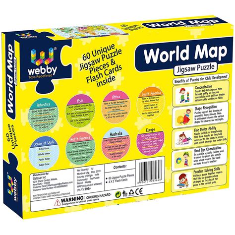 Webby World Map Jigsaw Floor Puzzle , 60 Pcs – Webby Toys