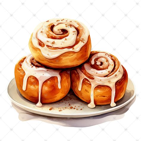 Cinnamon Rolls Clipart Bundle 10 High Quality Watercolor - Etsy
