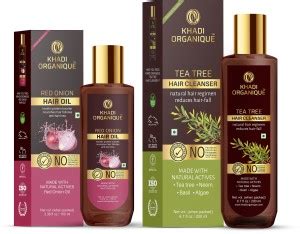 khadi ORGANIQUE Twin Combo Onion Hair Oil + Tea Tree Shampoo Hair ...