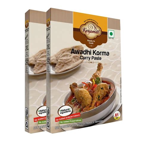 Karamat Instant Awadhi Korma Curry Paste Pack of 2 (100 gm each), Ready ...