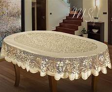 Table Cloth by Oval Tablecloth Heavy Lace Golden Beige Large Premium 55 Table Cloth