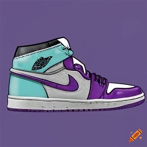 Blue and purple jordan 1 shoes for nft on Craiyon