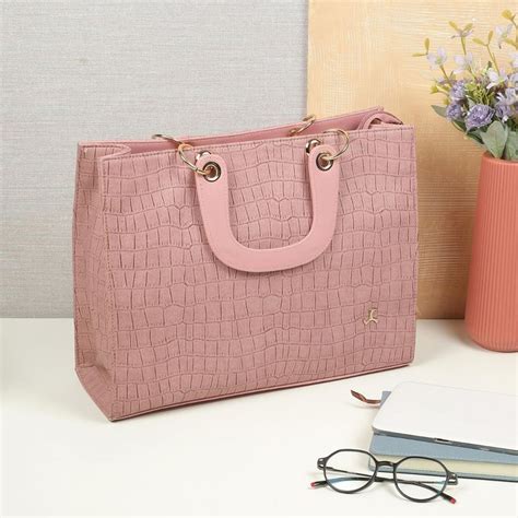 Buy Mochi Textured PVC Pink Casual Tote Bag Online