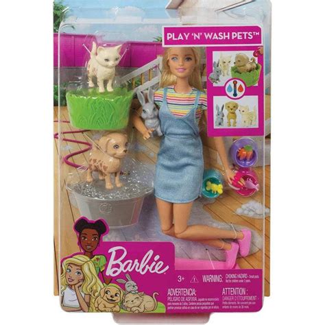 Buy Barbie Plan ‚Äö√Ñ√≤N' Wash Pets Doll and Playset Online at Best ...