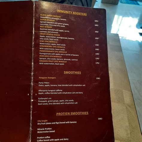 Menu at 3M smoothie Bar, Hyderabad