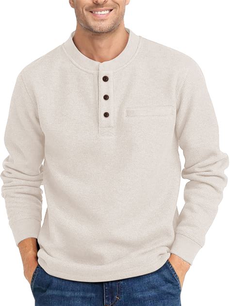 GENTS BLISS Henley Sweatshirts for Men Long Sleeve Crew Neck Men ...