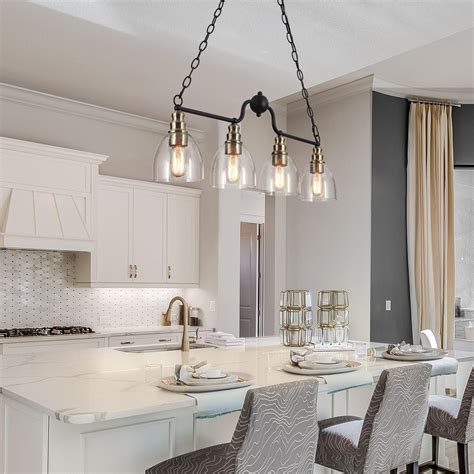 Farmhouse 2-Light Linear Kitchen Island Chandelier with White Fabric ...