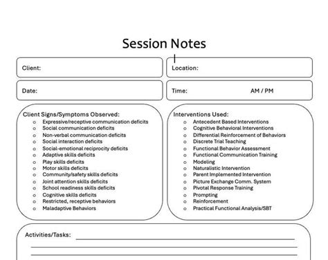 Image result for Session Note RBT Form