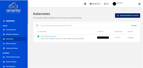 Creating a Kubernetes Cluster | Ananta Cloud Technical Documentation