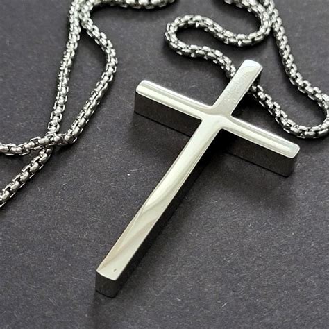 Mens Cross Necklace • Gift for Him • Large Cross Pendant Necklace ...