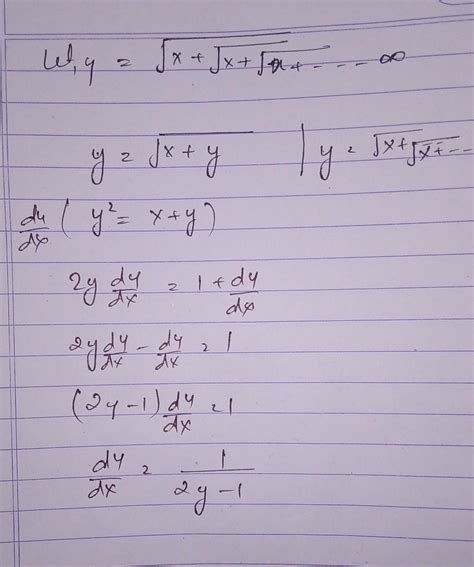 if Y is equal to root x + root x + root x + Infinity then DY by DX is ...