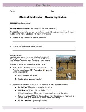 Measuring Motion Gizmo Answer Key - Fill Online, Printable, Fillable ...