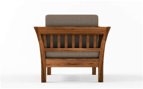 Alex Solid Sheesham Wood 1 Seater Sofa Set In Natural Teak For Living ...