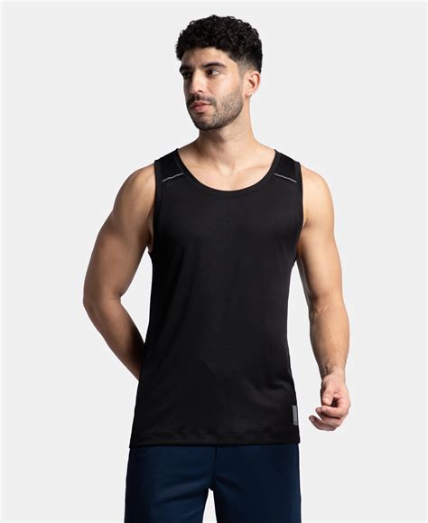 Buy Lightweight Microfiber Solid Tank Top with Breathable Mesh - Black ...