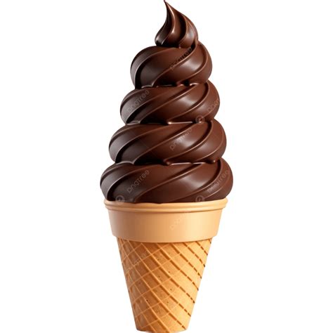 Realistic Chocolate Ice Cream Cone, Illustration, Element, Ice Cream ...