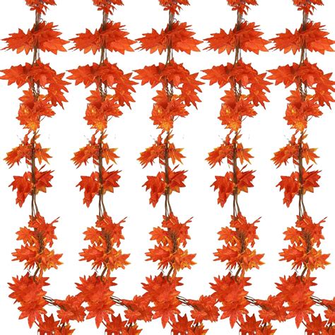 Amazon.com: 5 Pack Fall Leaf Garland,7.5Ft Artificial Maple Leaves ...