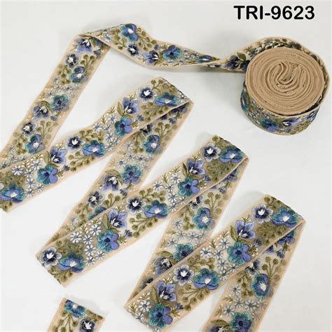 9 Yard Embroidery Ribbons Indian 5cm Trim DIY Crafting Hair Accessorie ...
