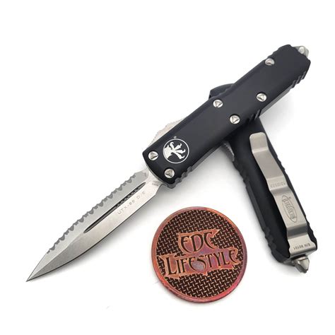 Microtech UTX-85 232-12 Stonewash Double Edge Full Serrated