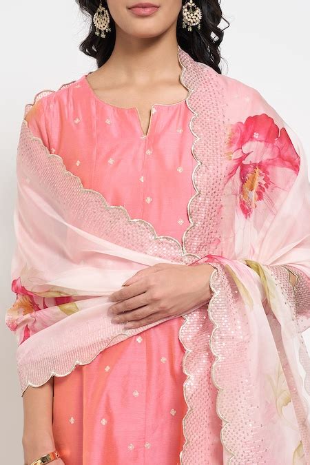 Pink Embroidered Festive Three-Quarter Sleeves Round Neck Women Regular ...