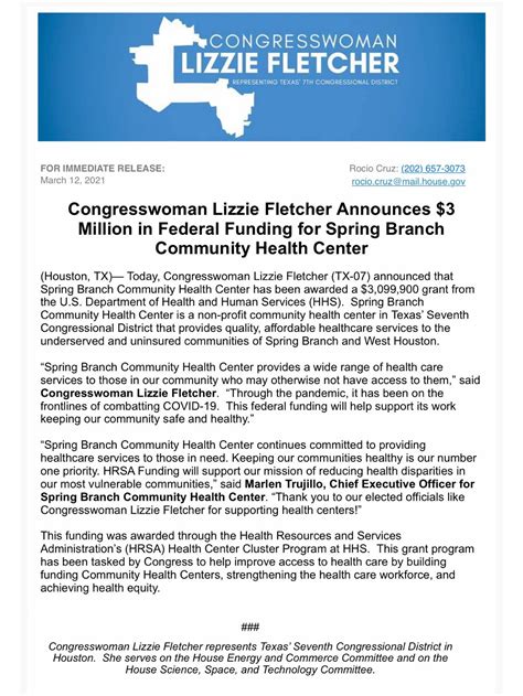 Spring Branch Community Health Center received their grant renewal as a ...