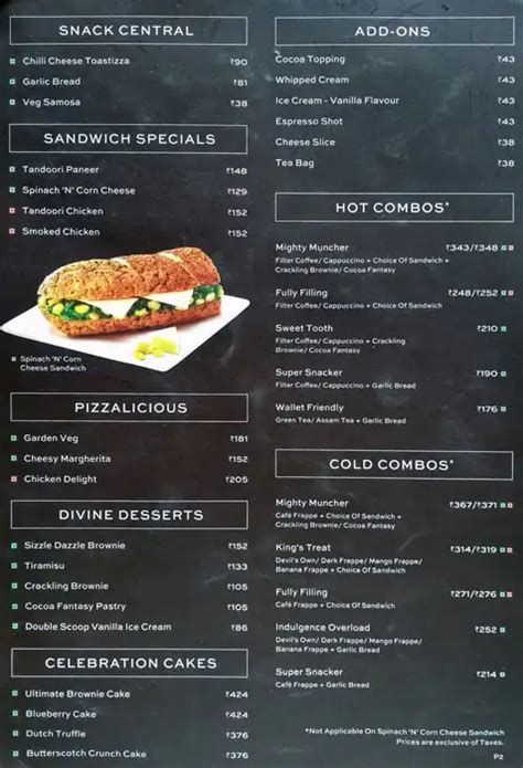 Menu at Cafe Coffee Day, Jaipur, Inside Vaibhav Towers Vaibhav Cineplex ...