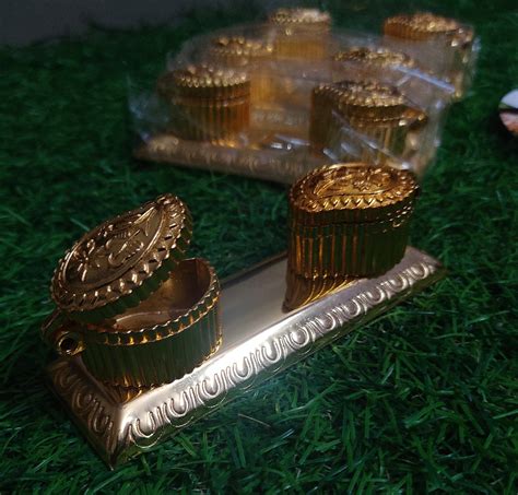 LAMANSH Brass Roli Chandan Kumkum Dani Box Container For Puja / Metal ...