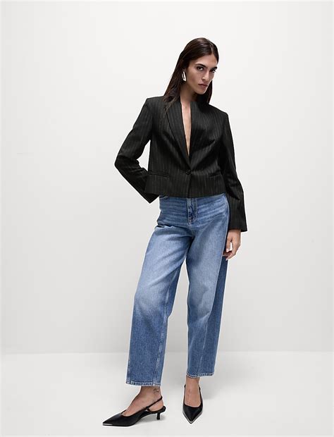 Buy Pinstripe Single Breasted Cropped Blazer at Marks & Spencer